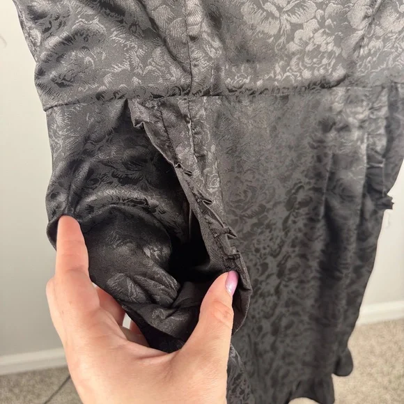 Lulus Cocktail Power Black Floral Embossed Satin Mini Dress - Picture 4 of 10